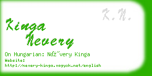 kinga nevery business card